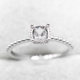 Sterling Silver 5*5mm Semi Mount Ring Square Shape Empty Frame Blank Claws Setting S925 Base Without Center Stone for Inlay DIY