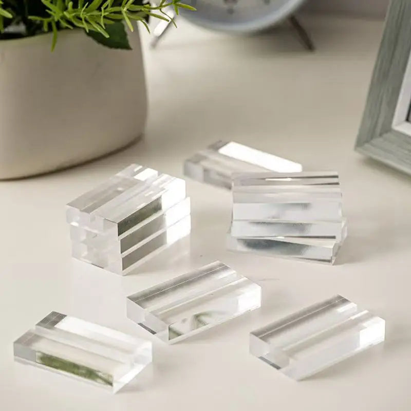 Acrylic Desktop Business Card Form Number Holder Station V Shape Office Desk Business Card Holder Slotted Base