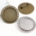 35mm Inner Size Antique Bronze Silver Plated Colors Brooch Style Cabochon Base Setting Charms Pendant MegaBDM