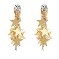 SC Fashion Multilayer Pentagram Dangle Drop Earrings Women Personalized Long Non Pierced Gold Plated Star Clip on Earrings 2022