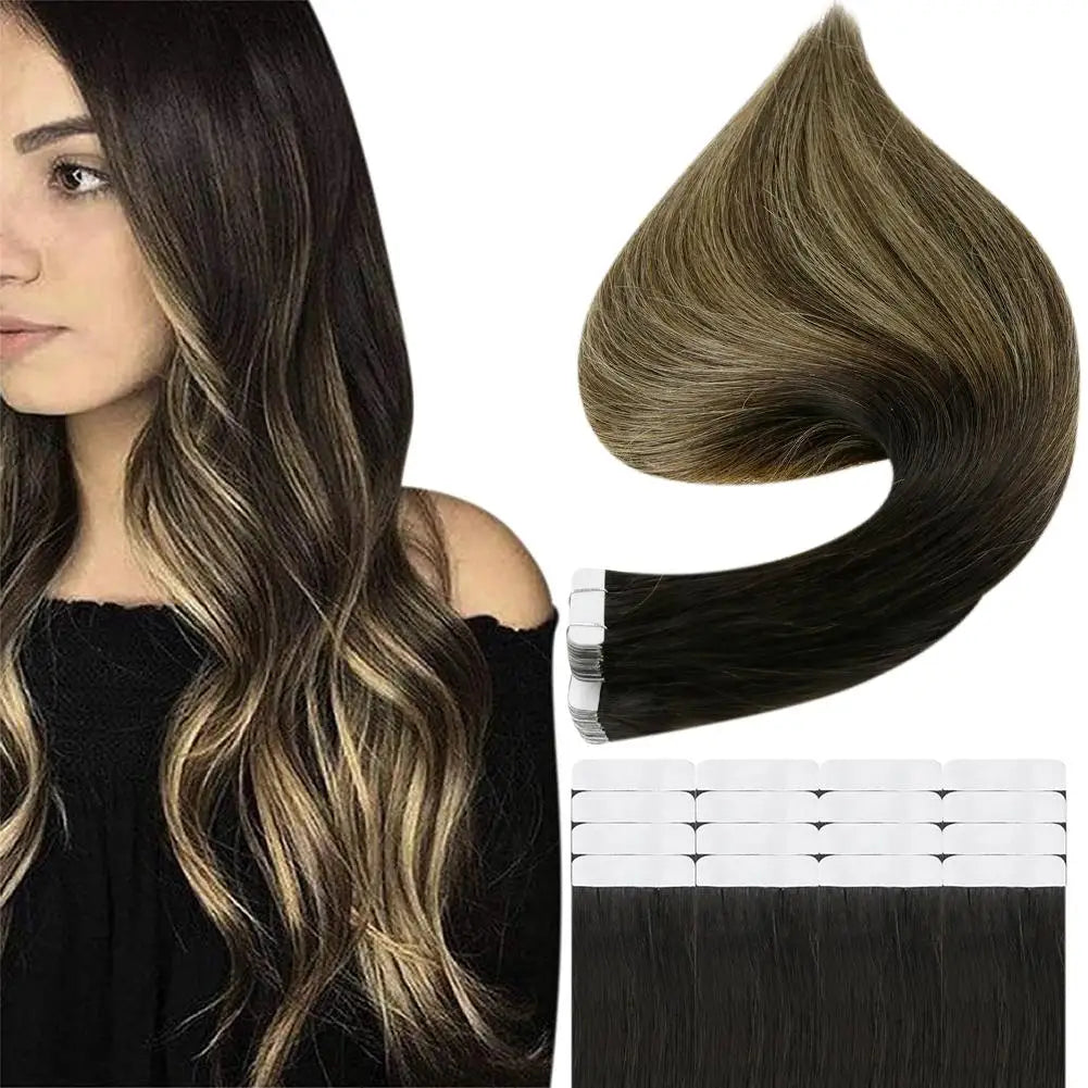 European Double Drawn Russian Human Extention Tape Hair Extension