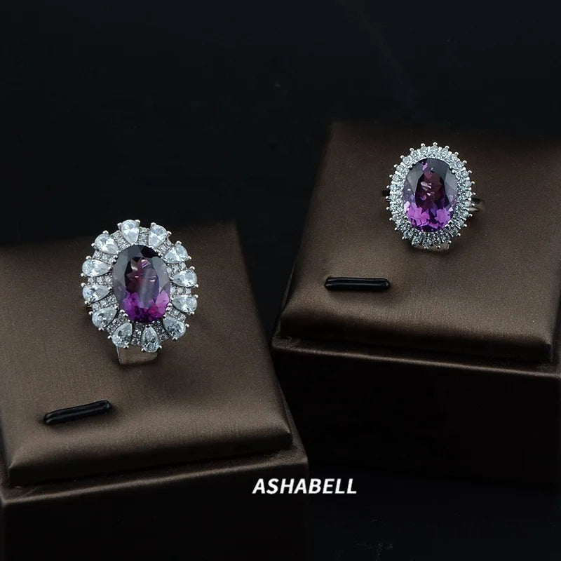 Ashabell Wholesale 925 Sterling Silver Purple Zircon Luxury Ring Women's Jewelry