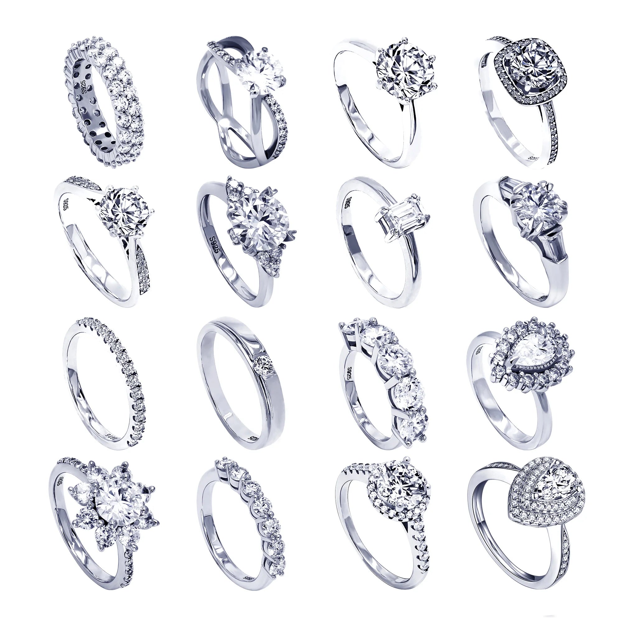 Factory Direct Sale Fine Jewelry Ringswhite Gold Plated S925 Silver Ladies Wedding Diamond Moissanite Eternity Ring for Girls
