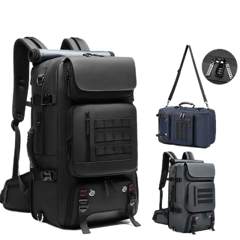 New Tactical Outdoor Hiking  Large 60L Waterproof Travel Man Anti-theft Backpack  with Computer Interlayer Shoes Compartment USB sac pour homme