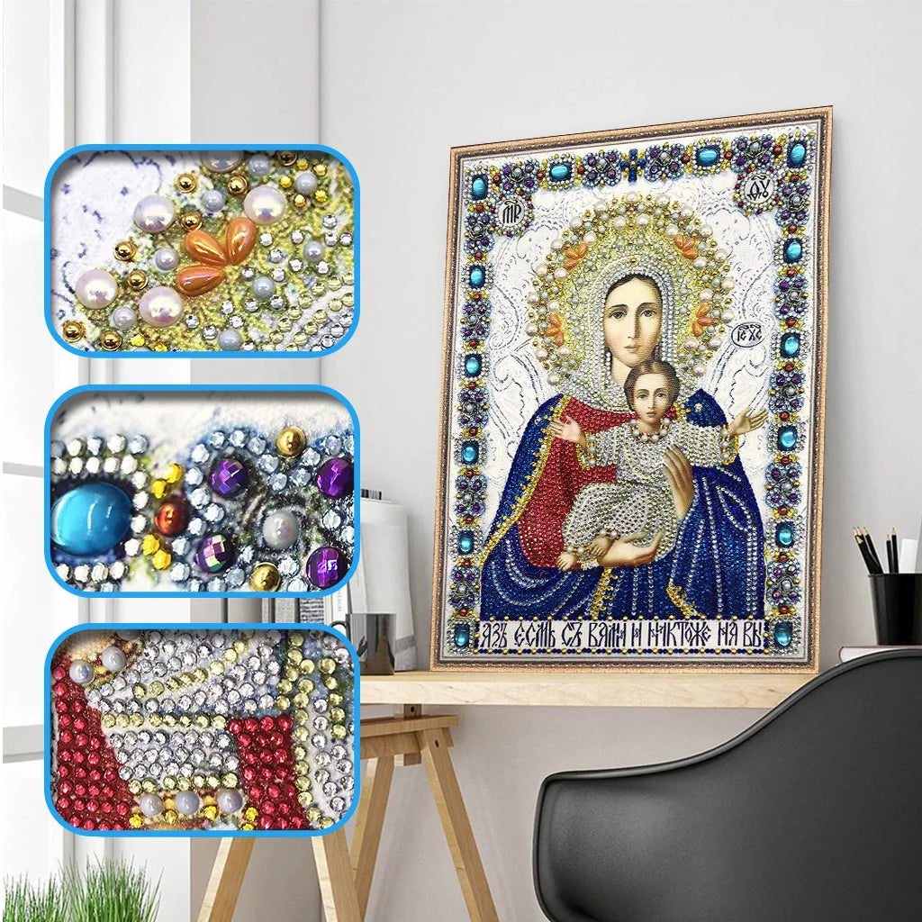 LS Special DIY Diamond Painting Printed Virgin Mary and Godfather Drill Special Diamonds Religion-Themed Diamond Art