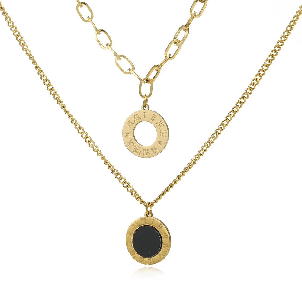 Multi-layered Geometric Circular Stainless Steel 18K Gold Plated Casual/Sporty Strand Chain Unisex Light Luxury Anniversary