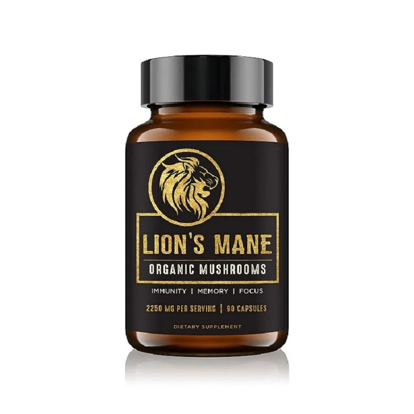 Organic Maximun Dosage Reishi Lions Mane Mushroom Capsules Supports Longevity Supplement