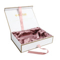 Magnetic Satin Lined Foldable Paper Box Shoes Women Rectangle Gift Packaging Box for Lady Shoes With Ribbon