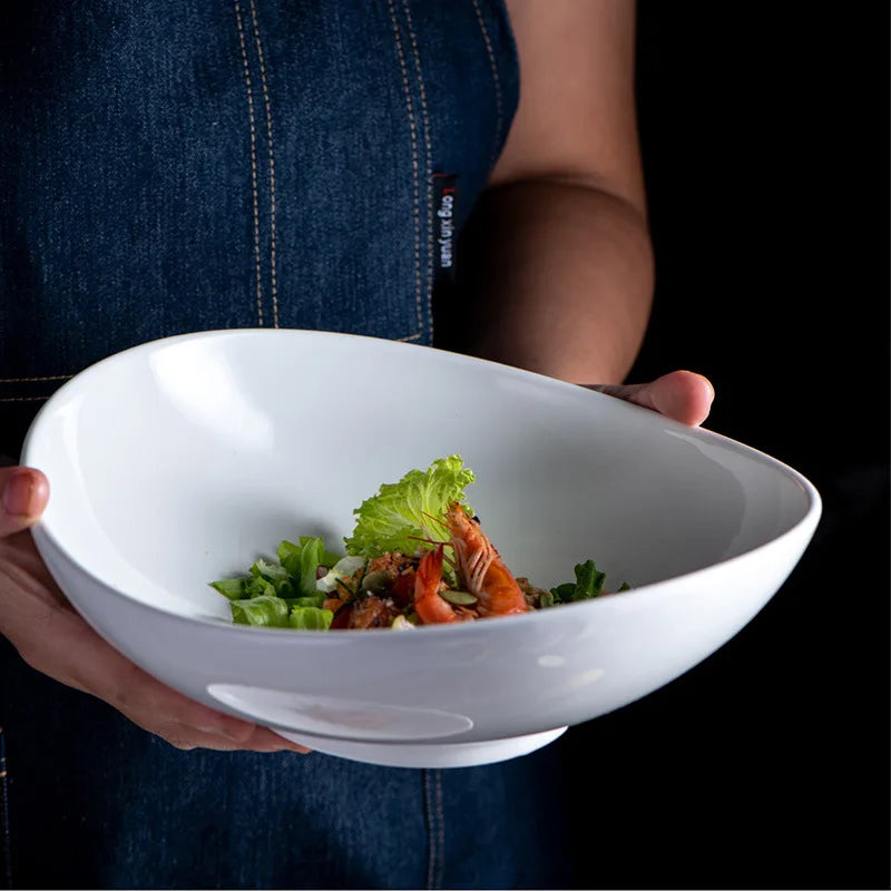 Luxury Lotus Stoneware Clay Dinnerware Set Creative White Ceramic Small Salad and Breakfast Plates for Restaurant Use