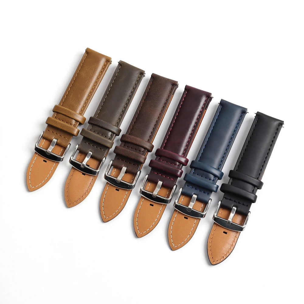 Watch Strap PU Leather Watch Band with Quick Release Bar Hot Sellinleatherge Leather Two Piece of Microfiber Luxury Opp Bag