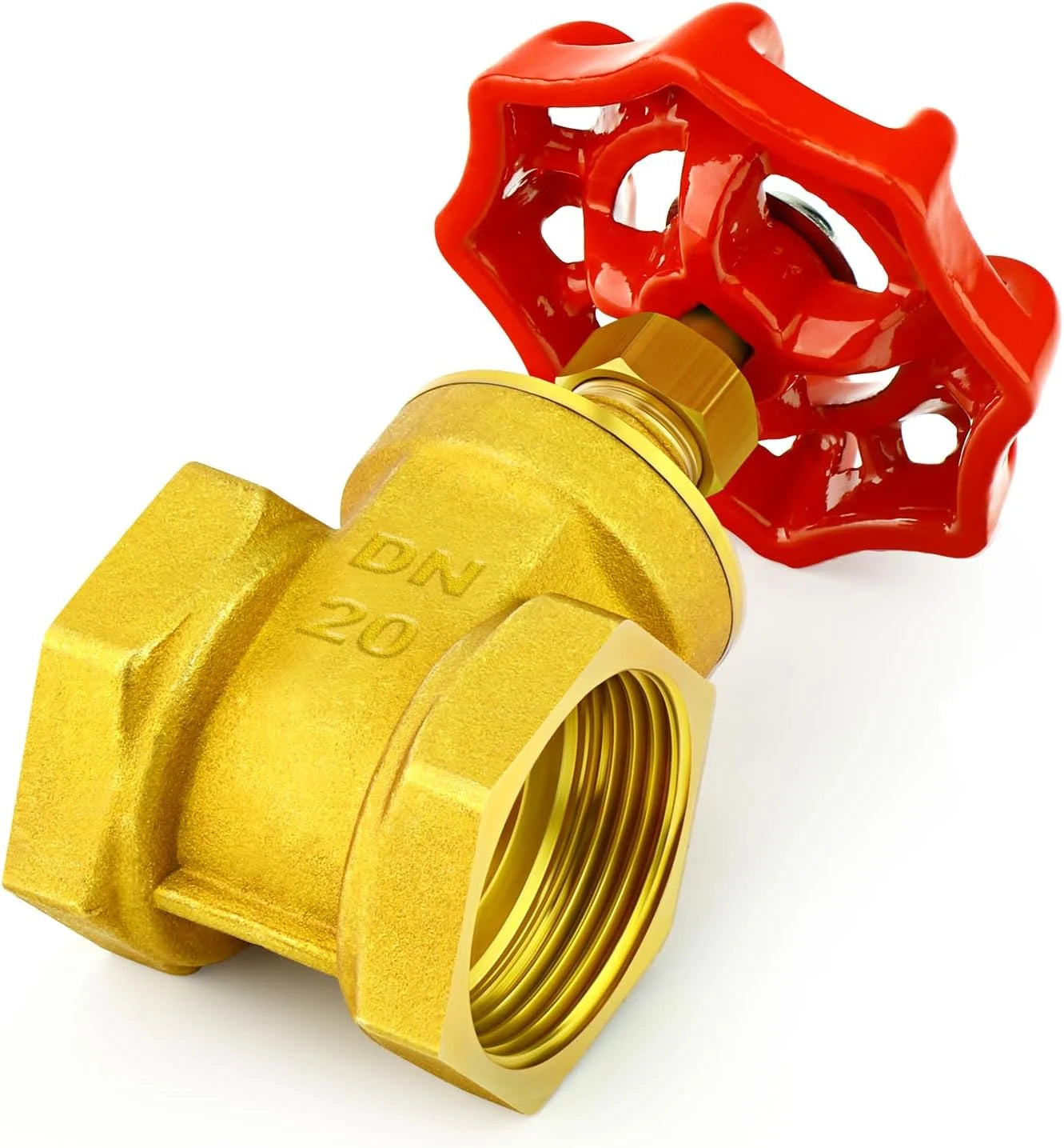 TMOK 3/4" DN20 Brass Sluice Gate Valve with Iron Wheel Handle Female BSP Thread PN16 Pressure 0-90 for Water