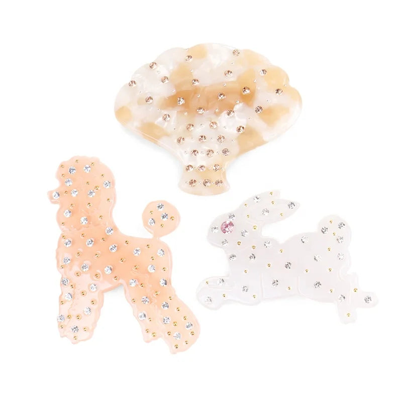 Christmas Gift Kids Hair Clips Cute Children's Alligator Hair Clips Puppy Rabbit Inlay Rhinestone Alligator Hair Clip for Kids