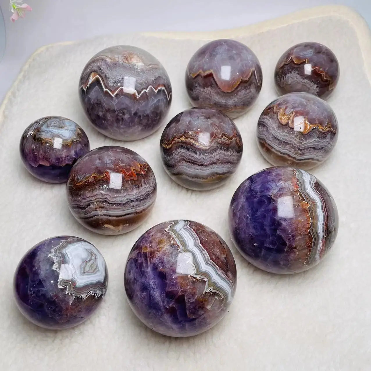 Crazy Lace Agate Sphere Wholesale Natural Crystal Stone Mexico Agate Amethyst Sphere Crystal Balls for Decoration