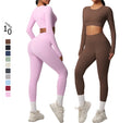 Women 2 Piece Yoga Set  Natural Color Activewear Jogger Seamless Sportswear Fitness Gym Clothing