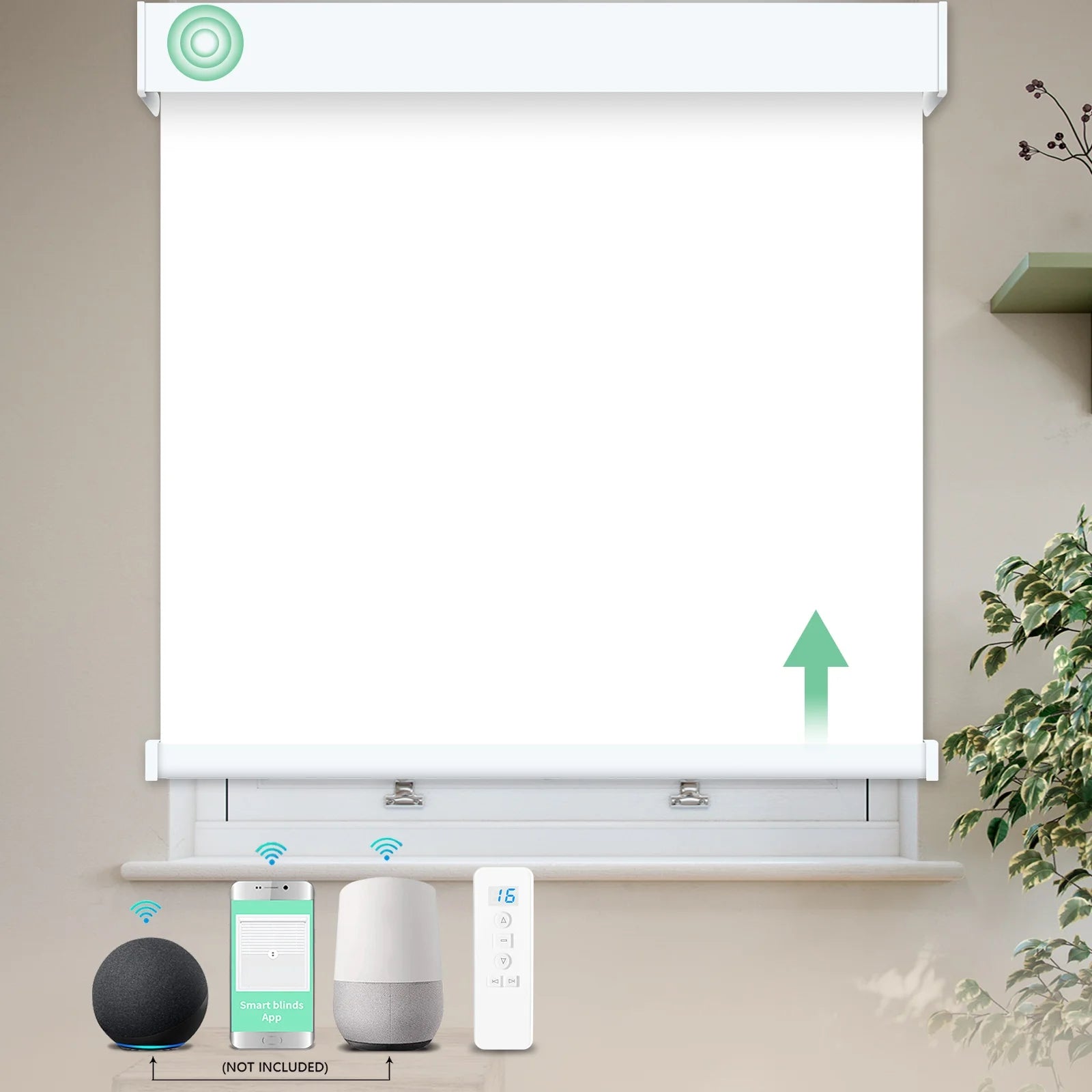Google Tuya WiFi App Remote Control Polyester Fiber Shading Blackout Battery Driver Smart Motorized Roller Blinds for Window