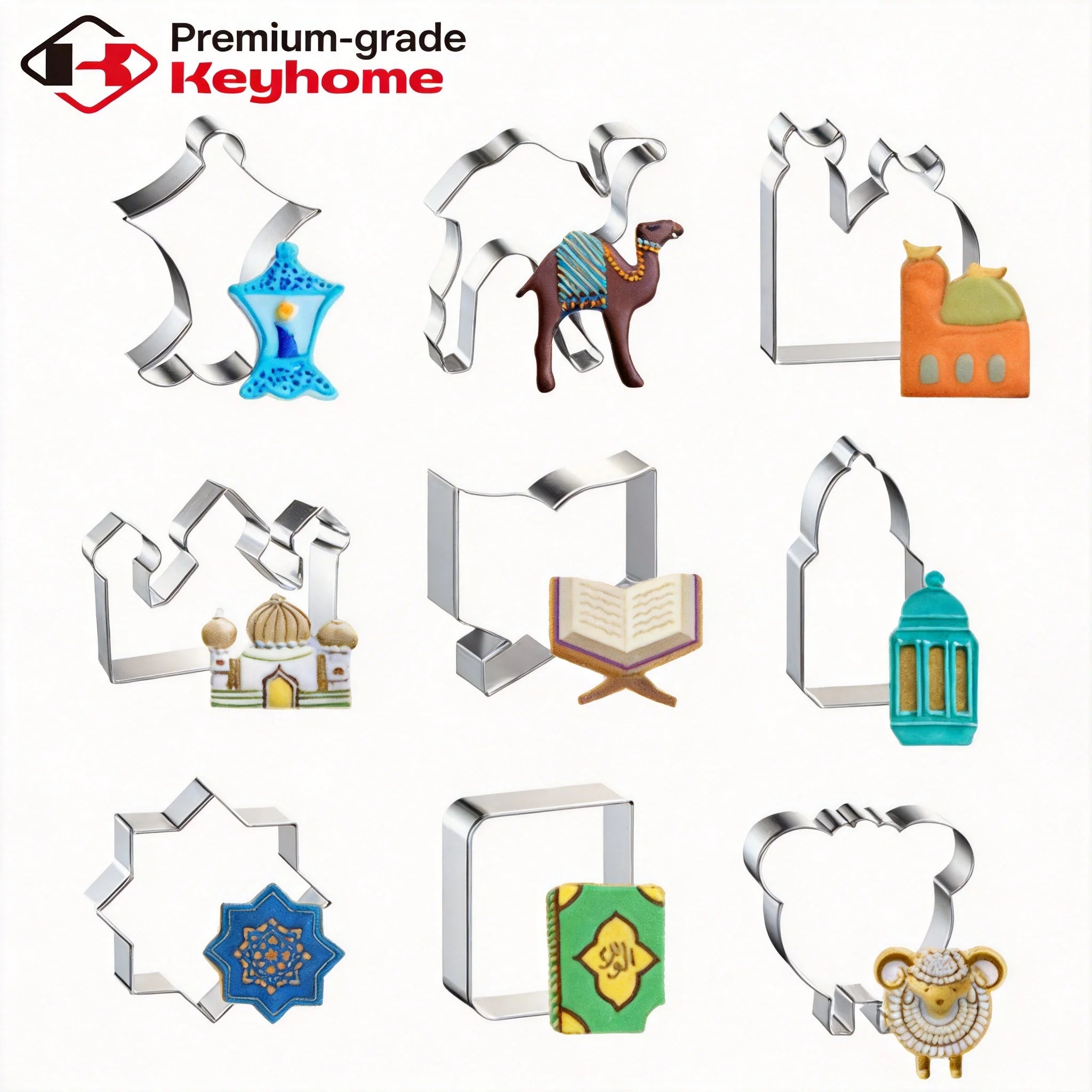 Ramadan Eid Cookie Cutter Stainless Steel Islamic Biscuit Fondant Mold Moon Lantern Camel Shape DIY Baking Tools OEM ODM Custom