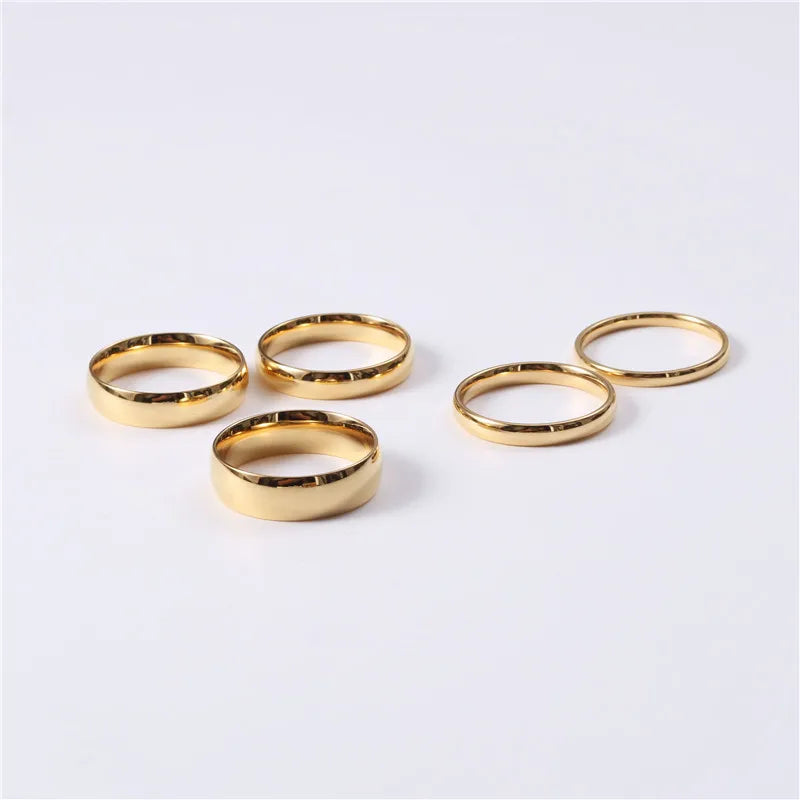 2020 INS  Fashion Stainless Steel 1.1mm 2mm 3mm 4mm 5mm Width PVD Plating18K Gold Plated Band Rings
