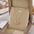 Trendy Hollow Sweet Crystal Love Heart Necklace Rose Gold Plated Stainless Steel Shining Zircon Cz Heart Pendant Necklace