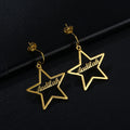 Wholesale Stainless Steel Jewelry Personalized Customize Star Shaped Gold Plated Filled Name Letter Logo Stud Earrings Trendy