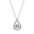 CAOSHI Simple Water Drop Shaped Dazzling Round Imitated Diamond Necklaces for Women Wedding Silver Plated CZ Pendant Necklaces