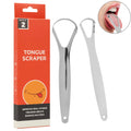 Two-Piece Silver Stainless Steel Surgical Grade Tongue Cleaner Tongue Scrapper
