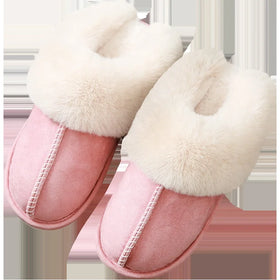 Winter Warm Anti-Slip Woman and Man Couple Micro Suede Fur Plush Home Indoor Slipper