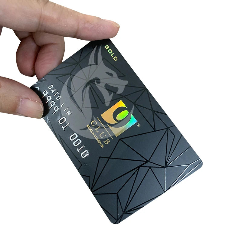 Luxury Black PVC Matt Finish Business Card Gold Foil Soft UV Coating Magnetic Type Standard Size Offset Printed Embossed Numbers