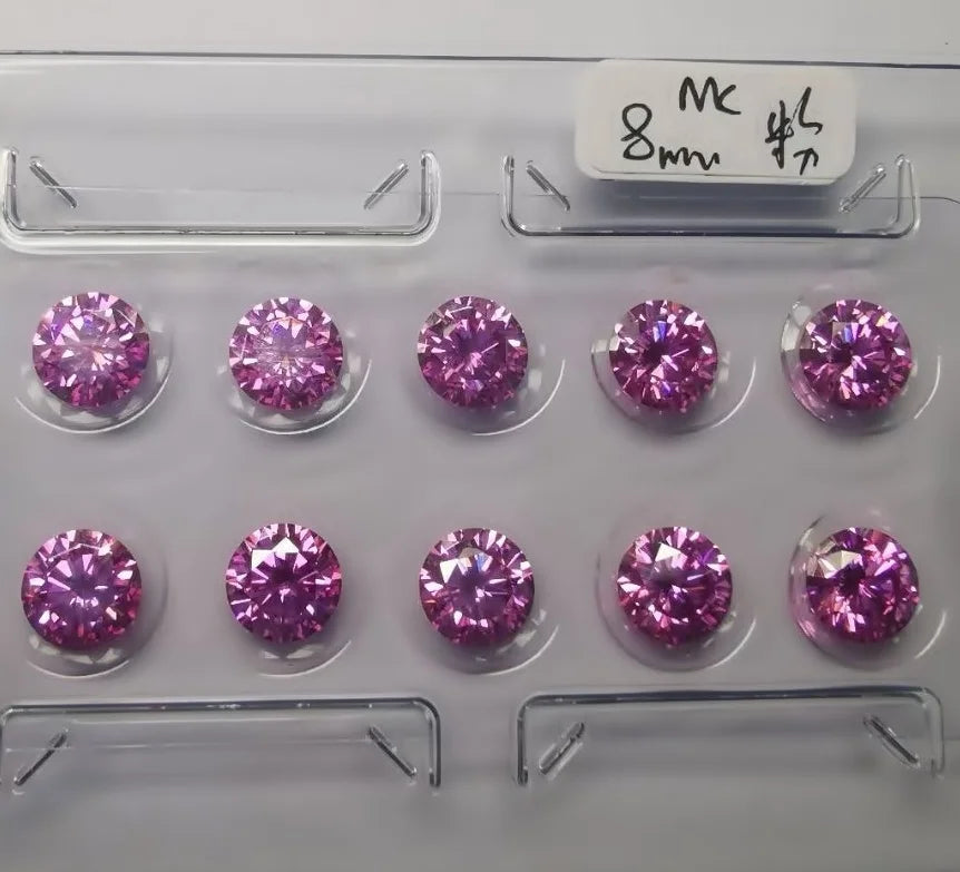 Zuanfo Gems Moissanite Fancy Color Pink Plated Round Loose Diamonds Moissanite Diamond Moissanite