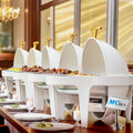 Hotel Restaurant Supplies Roll Top Window Cover White Food Warmer Buffet Set Round 6 Liter Chafing Dish for Catering