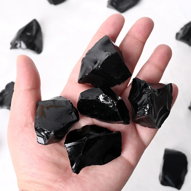 Wholesale Healing Rough Crystal Gemstone Natural Black Obsidian  Raw Stone for Decoration