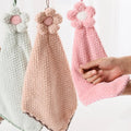 Quick Dry Hand Towel Coral Fleece Kitchen Thicken Absorbent Soft Dish Cleaning Cloth Sun Flowers Type Lattice Texture