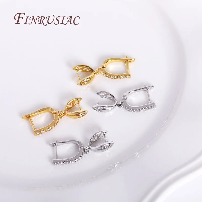 18K Gold Plated Irregular Shape Pinch Bail Earring Findings Earrings Locks Fastener Accessory for DIY Crystal Pearls Making