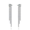 Trendy Classic Chandelier Long Tassel Drop Earrings 925 Sterling Silver Rhodium Plated CZ Stones Women's Wedding Anniversary