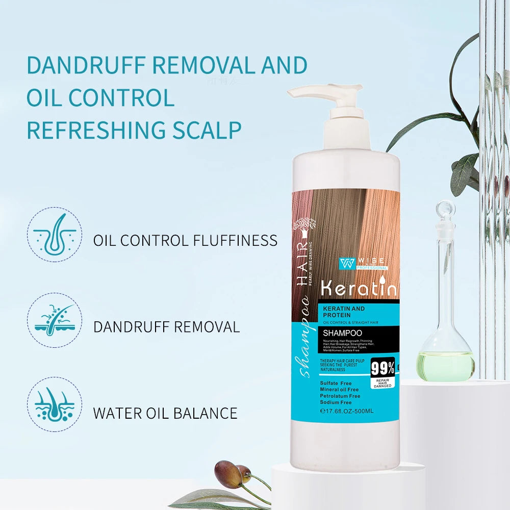 Best Selling Keratin Shampoo 500ml Contain Protein for Hair Care Treatment and Repair Hair Damaged Deep Moisturizing Shampoo Oem