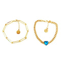 SLOONG Gold Bracelets for Women Trendy  Gold Plated Dainty Stackable  Heart Pendant Bracelets