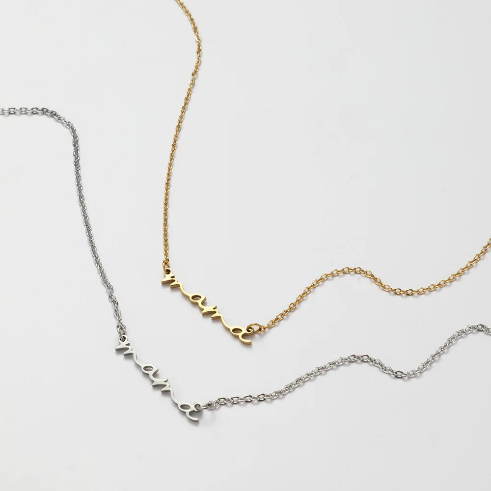 Fashion Hypoallergenic Tarnish Free Jewelry Waterproof 18K Gold Plated Stainless Steel MaMa Letter Clavicle Necklace YF2841