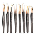 Custom Logo Tweezers Volume Private Label Stainless Steel Lash Tweezer Eyelash Extension Fiber Tip Tweezers