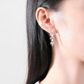 SLBRIDAL Pave Setting Trendy CZ Crystal Bridal Dangle Earring Cubic Zircon Earrings Wedding Drop Women Girls Fashion Earring