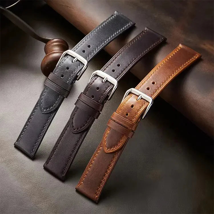 2023 New Design Colorful High Quality Wide Watch Strap Vintage Tanned Leather Luxury Wrist Watch Band