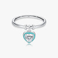 925 Sterling Silver Fine Jewelry Daily Accessories Mint Green Enamel Sweet Heart Cut Love Charm Rings for Women