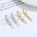 Fine Jewelry 925 Sterling Silver Dangle Earrings Geometric Dagger Conical Cone Zircon Gold Plated Hoop Earrings Women