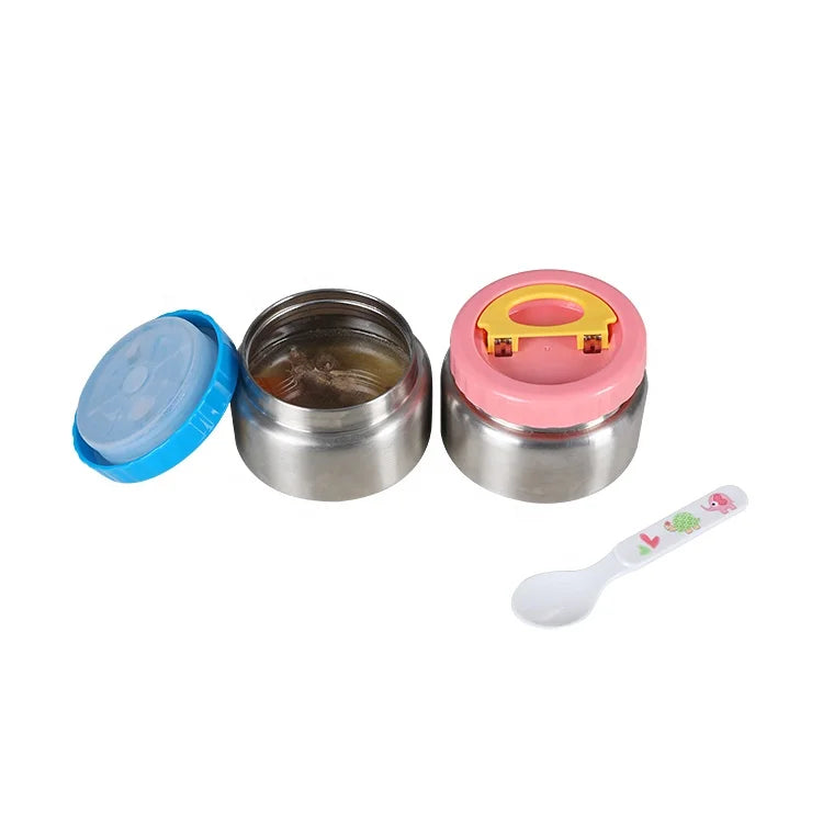 Wholesale Aohea Blue and pink  Leak Proof Stainless Steel Lunch Box Thermos Food Jar Lunch Box