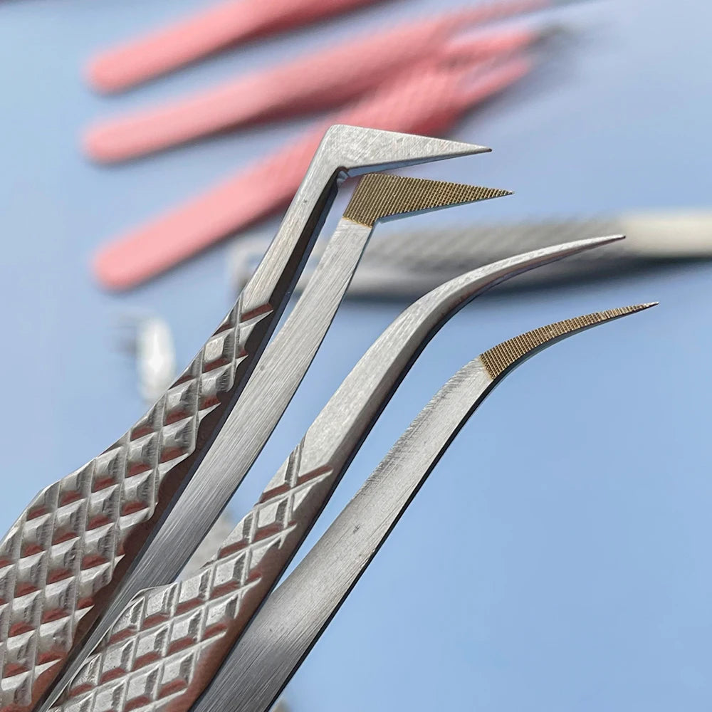 Best Selling 90 Degree Tweezers Stainless Steel Volume Lash Tweezers Custom Logo Eyelash Extension Tweezers