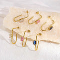 Fashion Geometric Water Drop Shaped Earrings 18K Gold Plated Stainless Steel Jewelry Retro Inlaid Zircon Earrings for Women