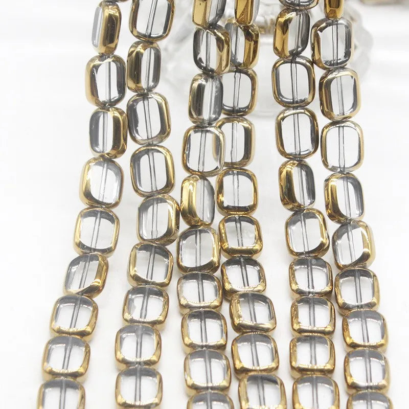 JC Crystal Gold Plated 12*14mm Rectangular Shape Glass Beads High Quality Lampwork Glass Beads for Jewelry Making