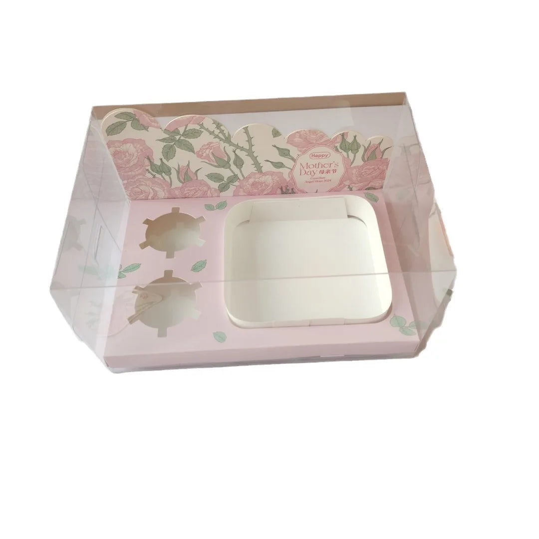 Flat Folding Paper Window Pastry Sweet Package Box for Mother's Day