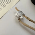 Geometric Multi-layer Twisted Matte Plating Wide Face Open Rings for Women 925 Sterling Silver Fine Jewelry