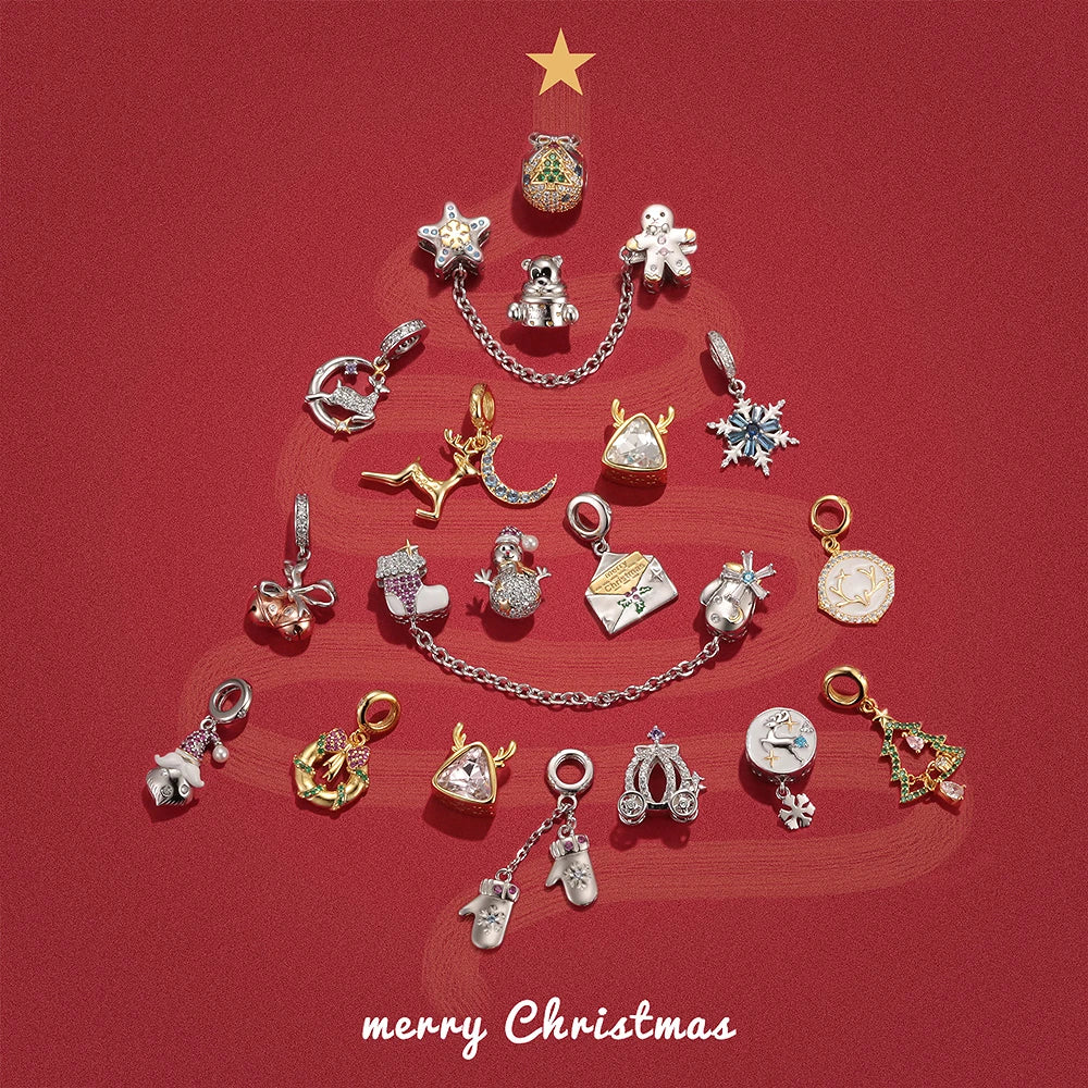 Bracelet Charm Zircon Bling Christmas Bead Charms for Jewellery Christmas