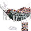WOQI Hot Sale Macrame Tassel Hammock Boho Double Cotton Hammock for Indoor Patio Camping Beach