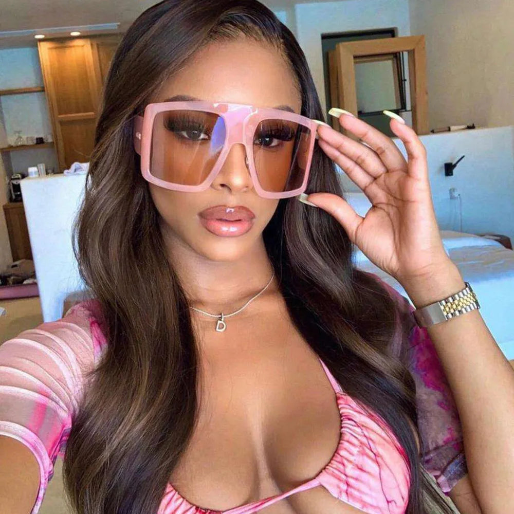 Designer INS Brand Gradient Colorful Sunglasses with Big Plastic Frame Fashion Sun Glasses
